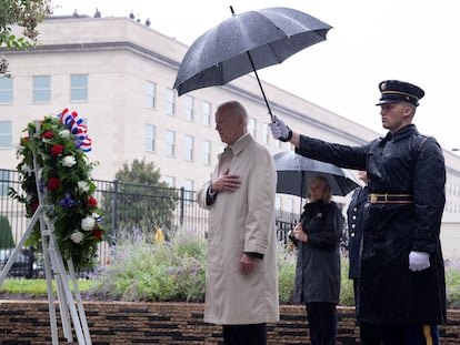 Joe Biden, este domingo en el homenaje a las víctimas del 11-S celebrado en el Pentágono.