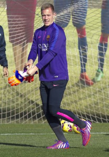 Ter Stegen en un entrenamiento de esta semana.