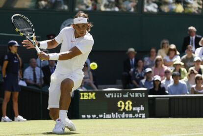 Nadal, durante el partido de ayer ante Nishikori.