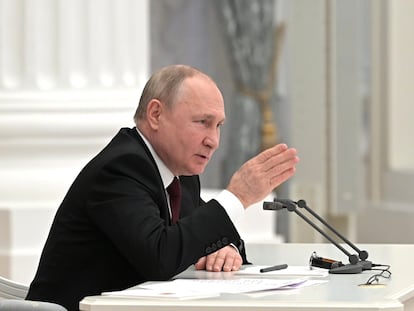 Vladímir Putin, este lunes durante el Consejo de Seguridad ruso en Moscú.