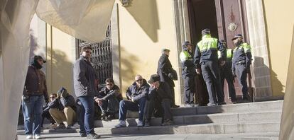 Sindicalistas del Ayuntamiento de Jerez en la protesta del 15 de febrero.