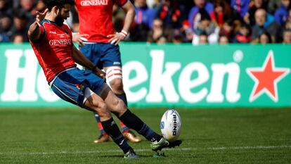 Imagen de un golpeo durante el partido España-Alemania de rugby, el pasado mes de febrero.