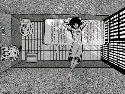 Viñeta de 'Miss Davis', el cómic sobre la vida de Angela Davis de Sybille Titeux de la Croix y Amazing Améziane