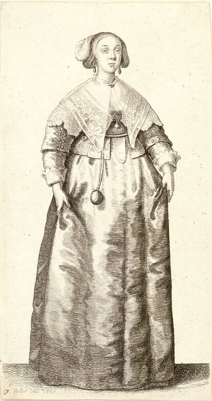 Mujer con pomander, de Wenceslar Hollar, 1643, MET, Nueva York.