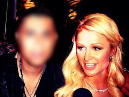 Fotografía tomada de la cuenta de Instagram atribuida a Rodrigo Aréchiga, en la que aparece con Paris Hilton.