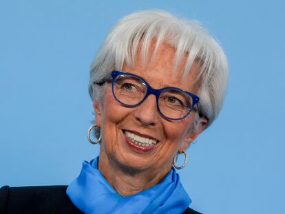 La presidenta del BCE, Christine Lagarde, en una compacencia en Fráncfort el pasado mes de octubre.