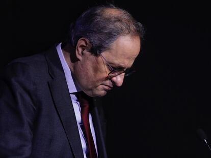 El presidente de la Generalitat, Quim Torra, en un acto este lunes en Barcelona.