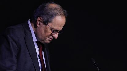 El presidente de la Generalitat, Quim Torra, en un acto este lunes en Barcelona.