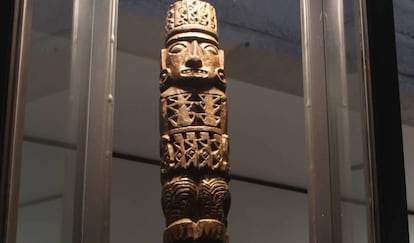 El ídolo de Pachacámac en el Museo de sitio arqueológico de la zona.
