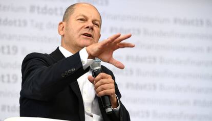 Olaf Scholz, vicecanciller y ministro de Finanzas alemán, este domingo en Berlín