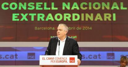 El primer secretario del PSC, Pere Navarro, en la presentación de informe político este sábado ante el Consejo Nacional.