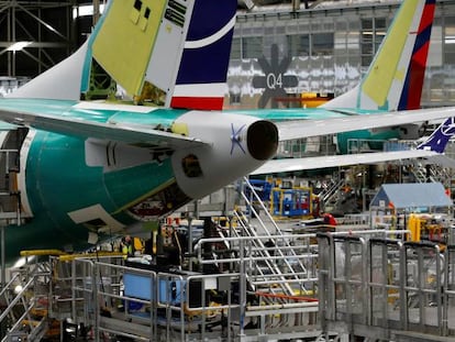 L&iacute;nea de producci&oacute;n de los Boeing 737 Max en Renton, EE UU. 