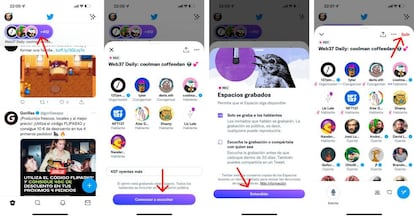 Accede a 'espacios' dentro de Twitter.