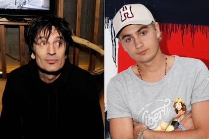 A la izquierda, Tommy Lee y, a la derecha, Brandon Thomas Lee, el hijo del rockero y la actriz Pamela Anderson.