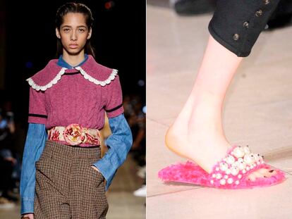 Zapatillas peludas en invierno para las chicas Miu Miu