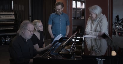 El cuarteto sueco en el estudio durante la grabación de 'Voyage'. 