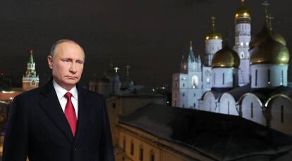 El presidente ruso se dirige a los ciudadanos en su mensaje de Año Nuevo.