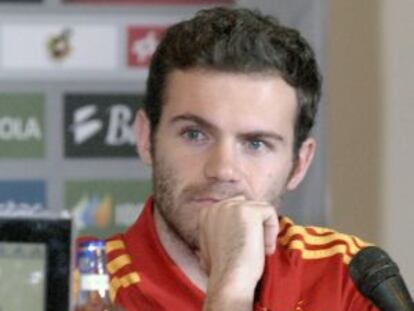 Juan Mata, durante la rueda de prensa.