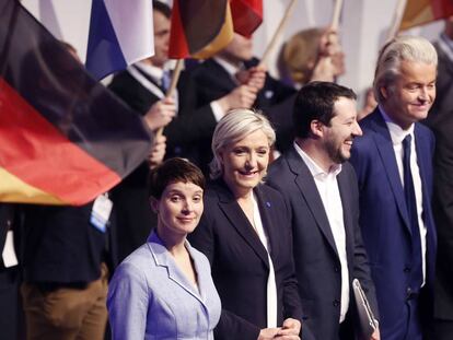 Petry, Le Pen, Salvini y Wilders este s&aacute;bado en Coblenza.