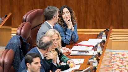 Isabel Díaz Ayuso, en el pleno de la Asamblea de Madrid de este jueves.