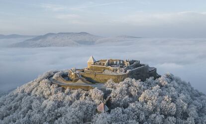 Vista aérea del Castillo de Visegrado (Hungría), el 17 de enero.