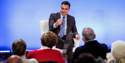 El presidente del Gobierno, Pedro Sánchez, este jueves en Alcalá de Henares (Madrid).