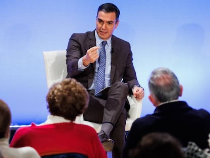 El presidente del Gobierno, Pedro Sánchez, este jueves en Alcalá de Henares (Madrid).