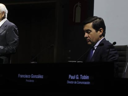Francisco González, presidente del BBVA, durante la presentación de los resultados de la entidad en 2017.