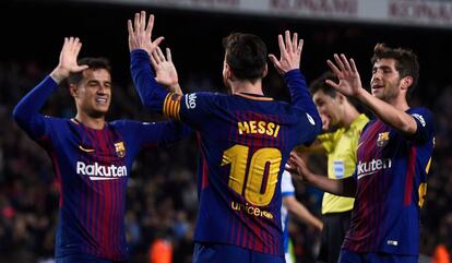 Messi celebra su segundo gol ante el Leganés