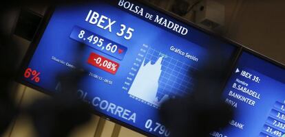 Un panel informativo de la Bolsa de Madrid.