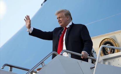 Trump, a su llegada a Palm Beach (Florida), este jueves.