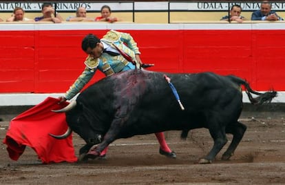 Iv&aacute;n Fandi&ntilde;o con su primer toro de la tarde.