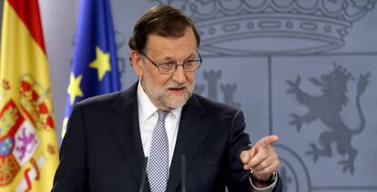 El presidente de Gobierno en funciones, Mariano Rajoy, en una conferencia de prensa.