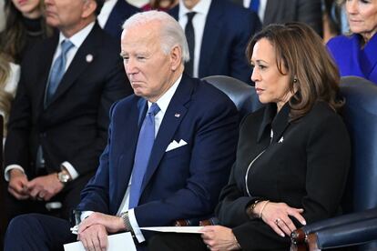 Joe Biden y Kamala Harris, durante la ceremonia de investidura de Donald Trump en el Capitolio. 