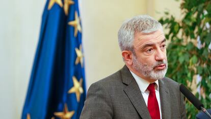 Luis Garicano en una conferencia de prensa en Zaragoza en marzo de 2022.