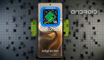 Teléfono Motorola Edge 60 Pro con el logo de Android 16