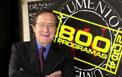 Pedro Erquicia durante la presentación de las 800 emisiones de 'Documentos TV' en 2004.