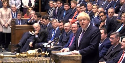 Boris Johnson, durante el debate parlamentario sobre el acuerdo del Brexit. 