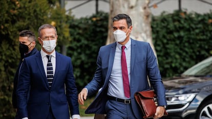 Spain's PM Pedro Sánchez arriving at the Senate on Wednesday for the meeting.