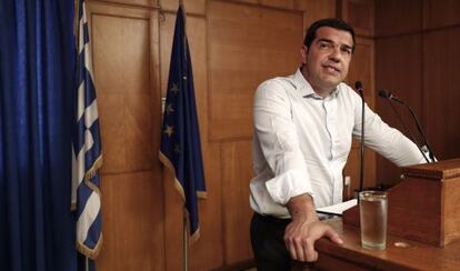El primer ministro griego, Alexis Tsipras, en el Ministerio de Agricultura.