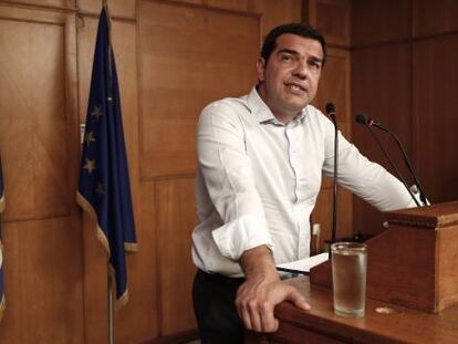 El primer ministro griego, Alexis Tsipras, en el Ministerio de Agricultura.