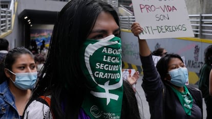 Una manifestación a favor de la legalización del aborto en La Paz, Bolivia.