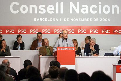 El primer secretario del PSC y próximo presidente de la Generalitat, José Montilla, durante su intervención hoy en el consejo nacional de su partido