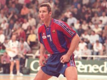 Urdangarin, en un partido con el Bar&ccedil;a de 1997.