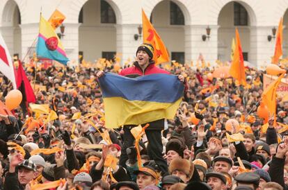 Manifestantes de la Revolución Naranja, en Kiev en 1994.