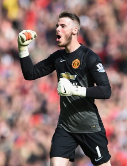 De Gea celebra el triunfo del United ante el Everton.