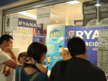 Ryanair passengers during a strike by the airline in 2018.