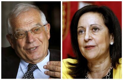 Fotografías de archivo del exministro y expresidente del Parlamento Europeo, Josep Borrell (i), que asesorará al PSOE en la nueva campaña electoral, y de la magistrada del Tribunal Supremo Margarita Robles (d).