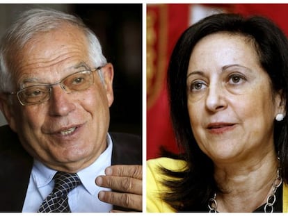 Fotografías de archivo del exministro y expresidente del Parlamento Europeo, Josep Borrell (i), que asesorará al PSOE en la nueva campaña electoral, y de la magistrada del Tribunal Supremo Margarita Robles (d).