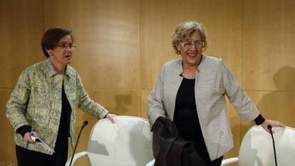 Causapié (izquierda) y Carmena, en una rueda conjunta en marzo.